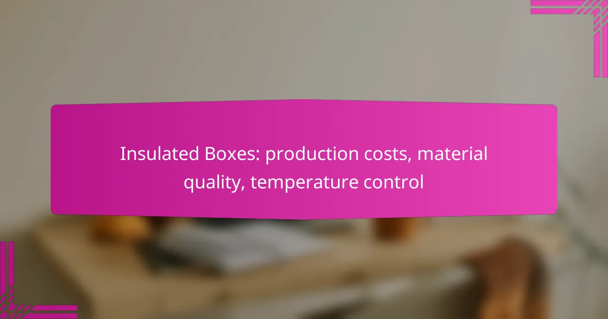 Insulated Boxes: production costs, material quality, temperature control