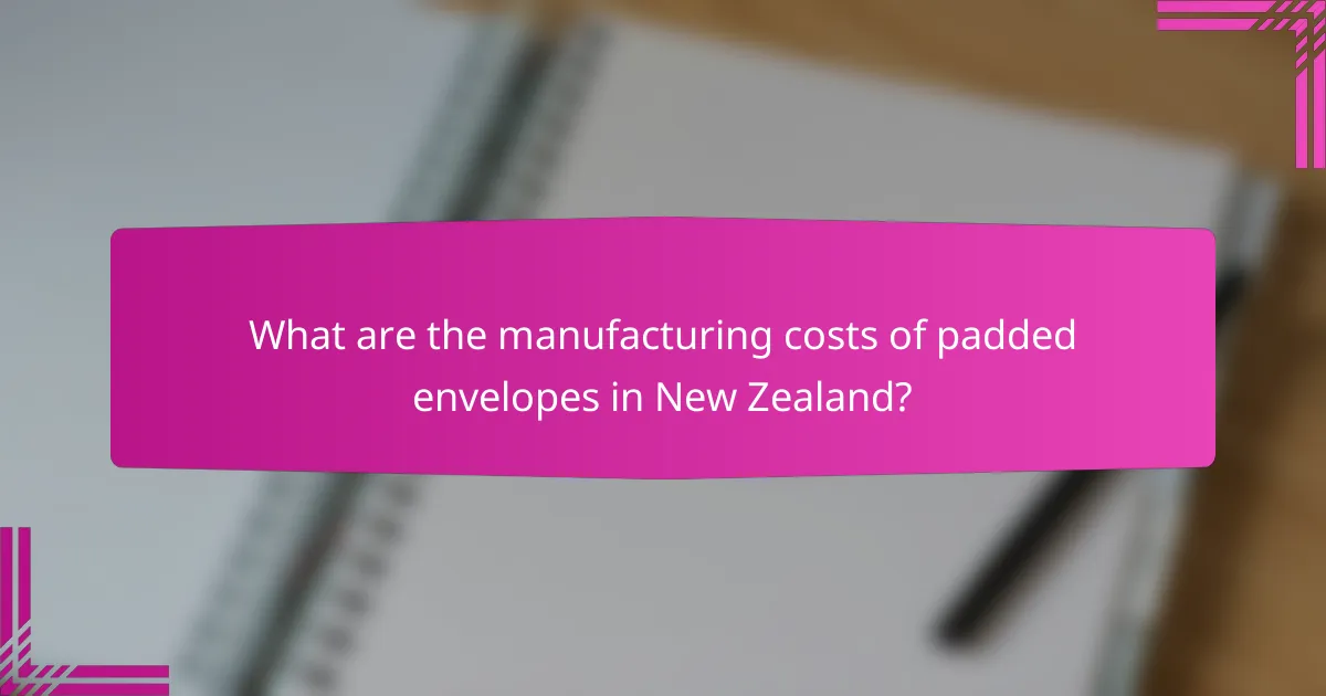 What are the manufacturing costs of padded envelopes in New Zealand?